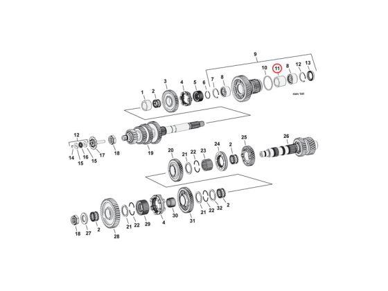 Spacer, 6th gear bearing transmisson
