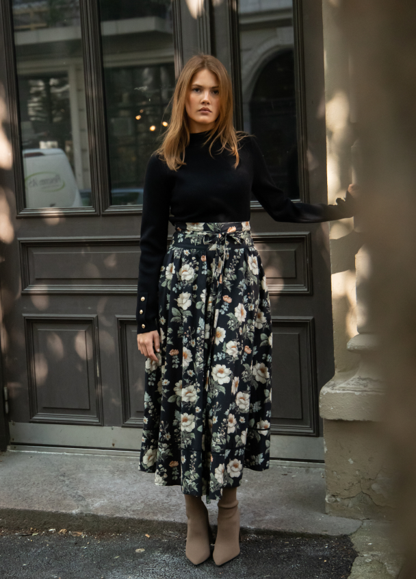 Astrid Skirt Antique - Black Poplin - Image 2