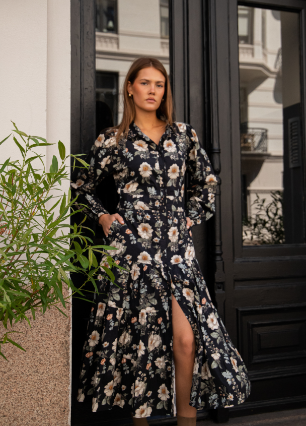 Vicky Midi Dress - Antique Black Poplin - Image 3