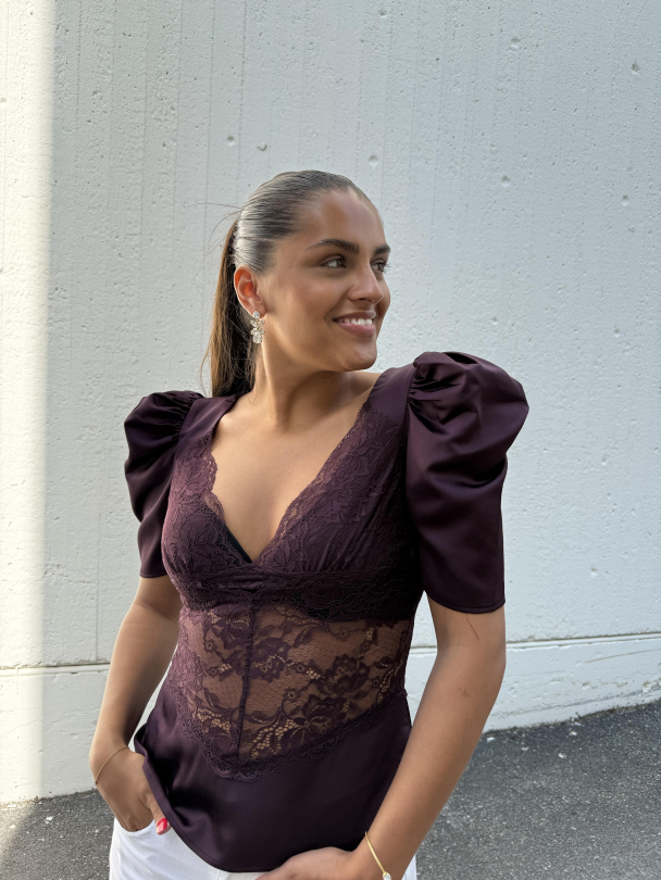 Francis Lace Top - Burgundy - Image 2