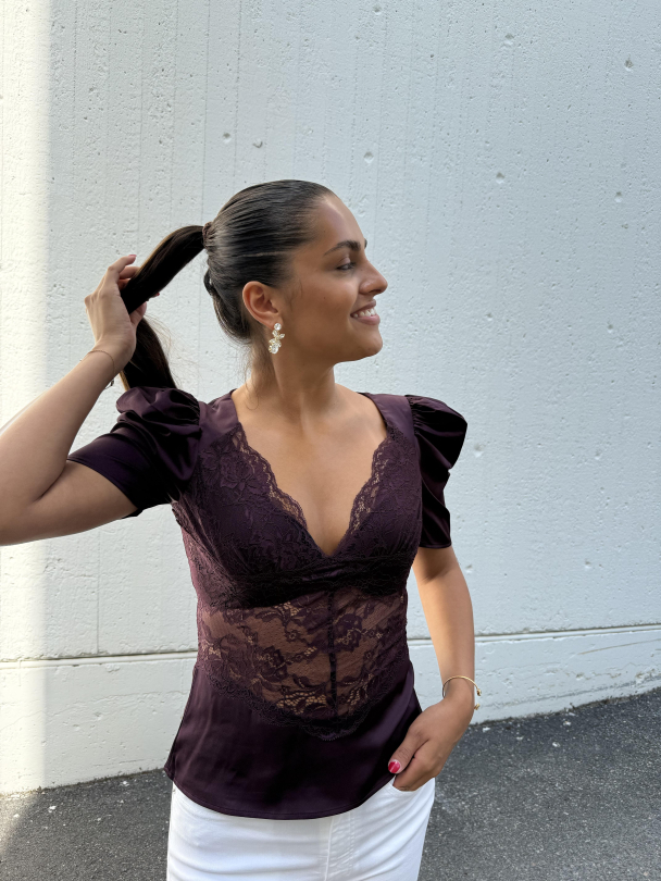 Francis Lace Top - Burgundy - Image 3