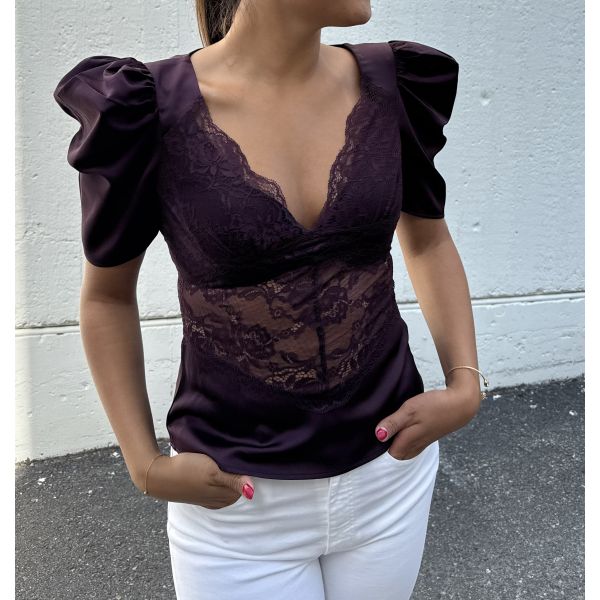 Francis Lace Top - Burgundy