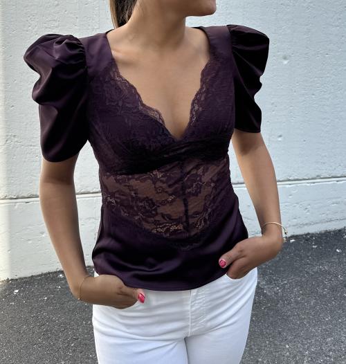 Francis Lace Top - Burgundy