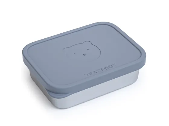 Matboks i rustfritt stål med silikonlokk blå