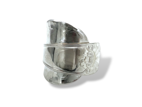Sølvbestikk ring m. skjeblad