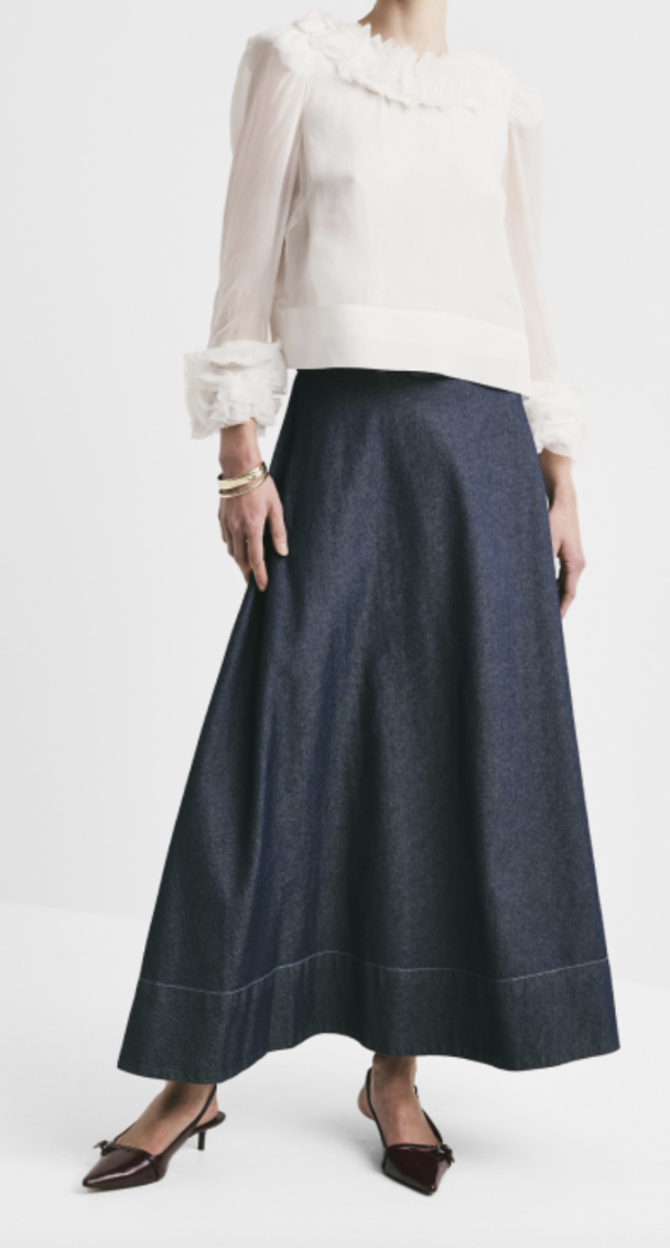 Denim Maxi Skirt - Dark Blue  - Image 1