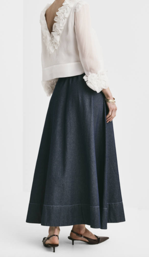 Denim Maxi Skirt - Dark Blue  - Image 2