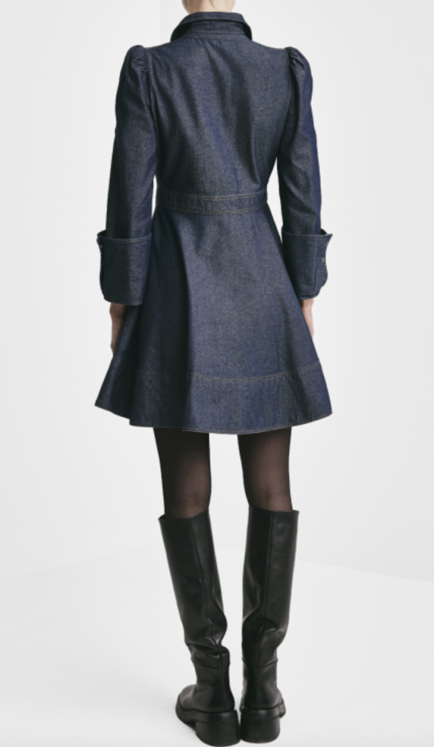 Denim Mini Dress - Dark Blue  - Image 2