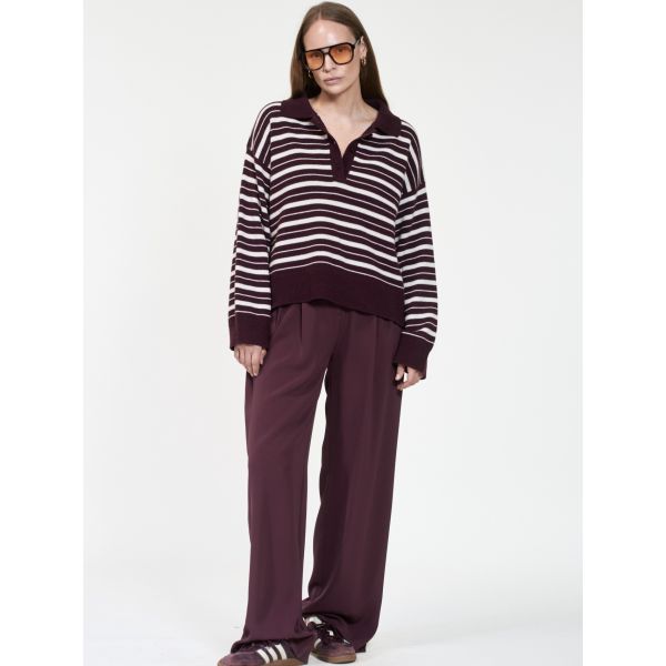 Zely Stripe Dark Burgundy/Offwhite