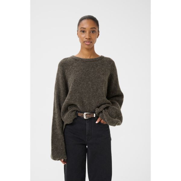 Alpha Slit Pullover - Chestnut Melange 