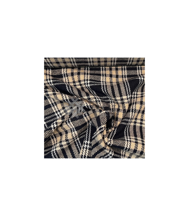 Rutet ull Tweed med strech. blå-beige - Image 1