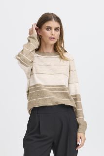 FRellis Genser m/striper Beige