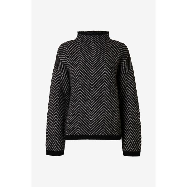 Lulu Herringbone Knit -Black/Birch