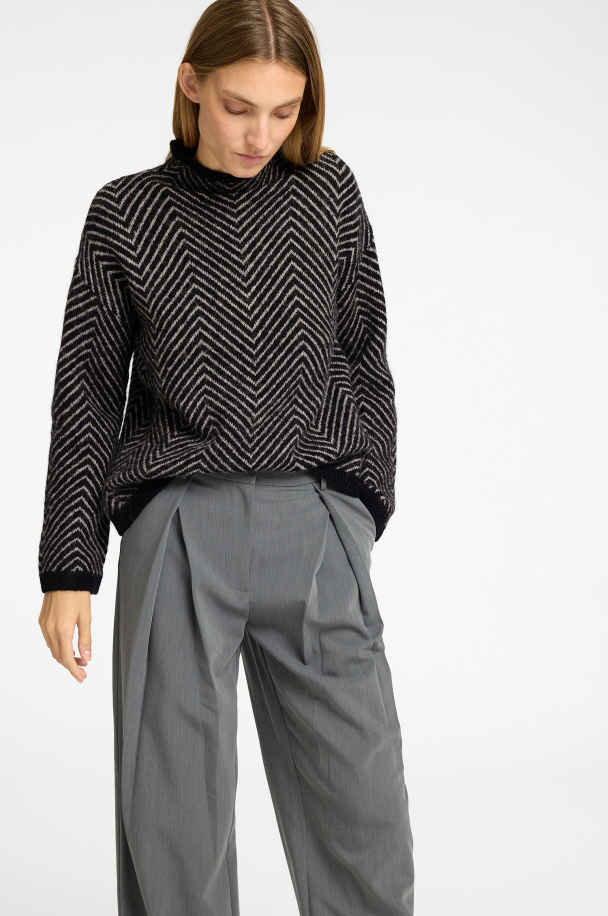 Lulu Herringbone Knit -Black/Birch - Image 2