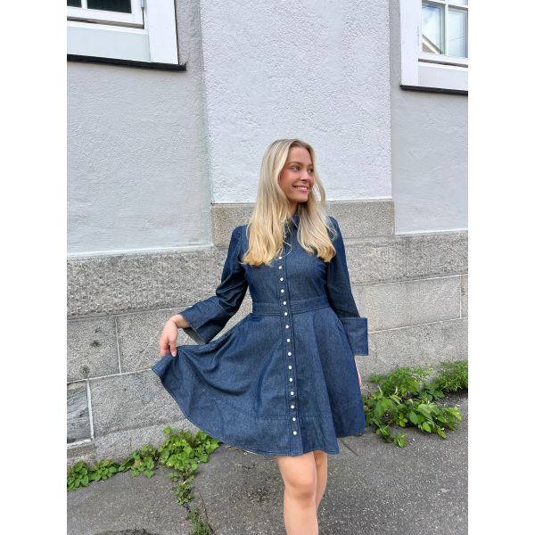 Denim Mini Dress - Dark Blue 