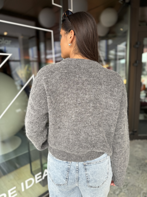 Sia Ras Knit New O-Neck - Medium Grey Melange - Image 6
