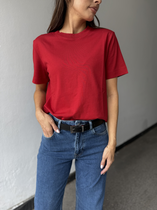 Essential - Boxy Tee - Equestrian Red - Image 1