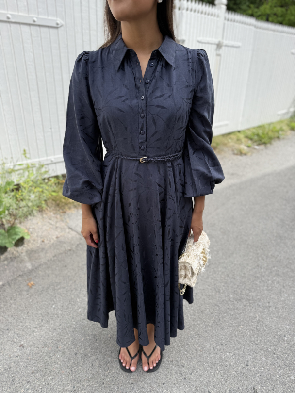 Jacquard Midi Dress - Anthracite - Image 1