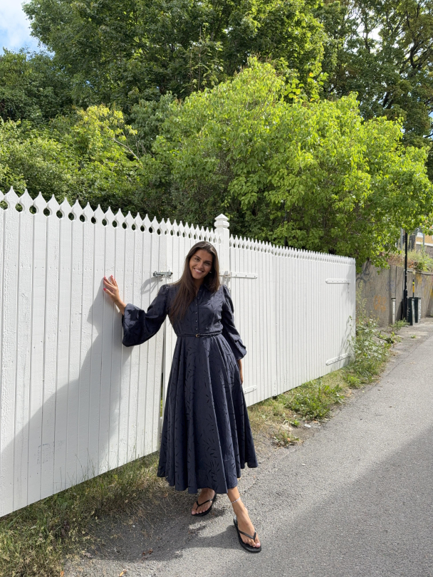 Jacquard Midi Dress - Anthracite - Image 4