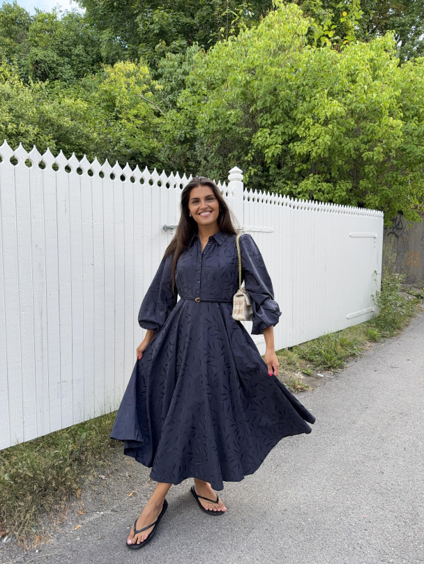 Jacquard Midi Dress - Anthracite - Image 5