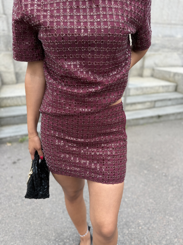 Beaded Mini Skirt - Zinfandel  - Image 1