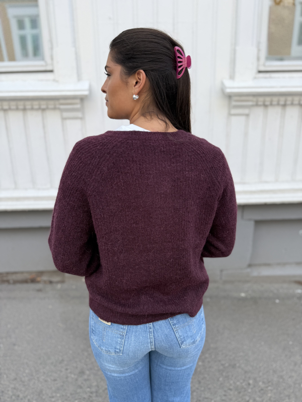 Lulu Knit Short Cardigan - Fig/Melange - Image 4