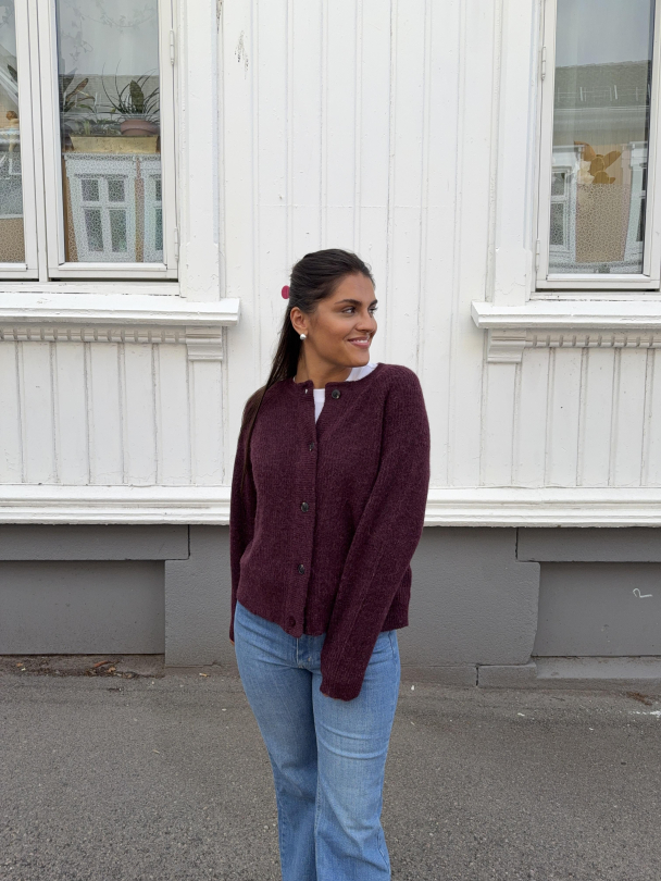 Lulu Knit Short Cardigan - Fig/Melange - Image 5