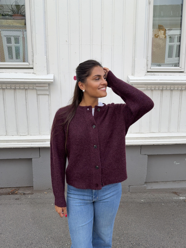 Lulu Knit Short Cardigan - Fig/Melange - Image 6