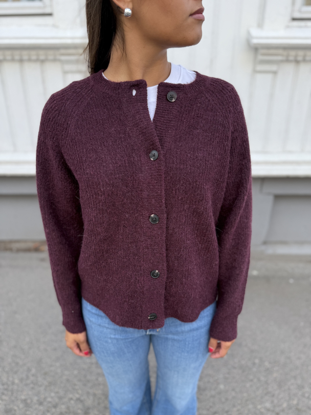 Lulu Knit Short Cardigan - Fig/Melange - Image 1
