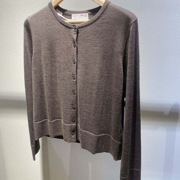 Thea Knit Wool Cardigan Brown