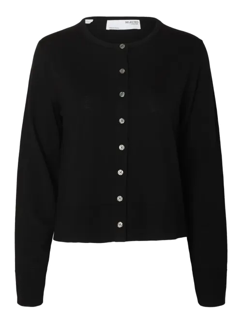 Thea Knit Wool Cardigan Blk