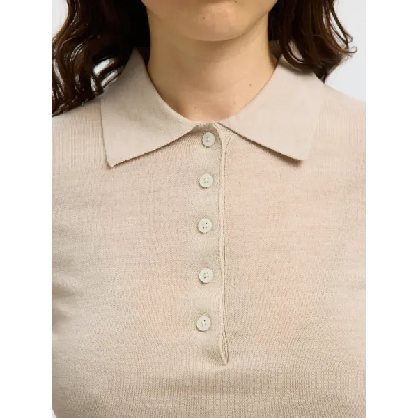 Thea Knit Wool Collar Neck Oat