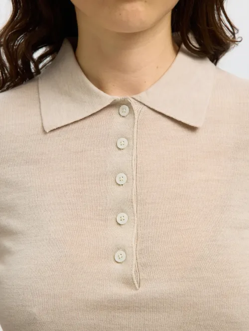 Thea Knit Wool Collar Neck Oat