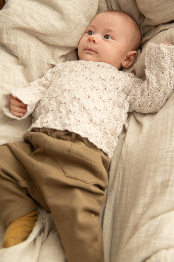 2413 - 2 - Lilja Cardigan, Diaper Pants, Tights & Bonnet Baby - Image 3