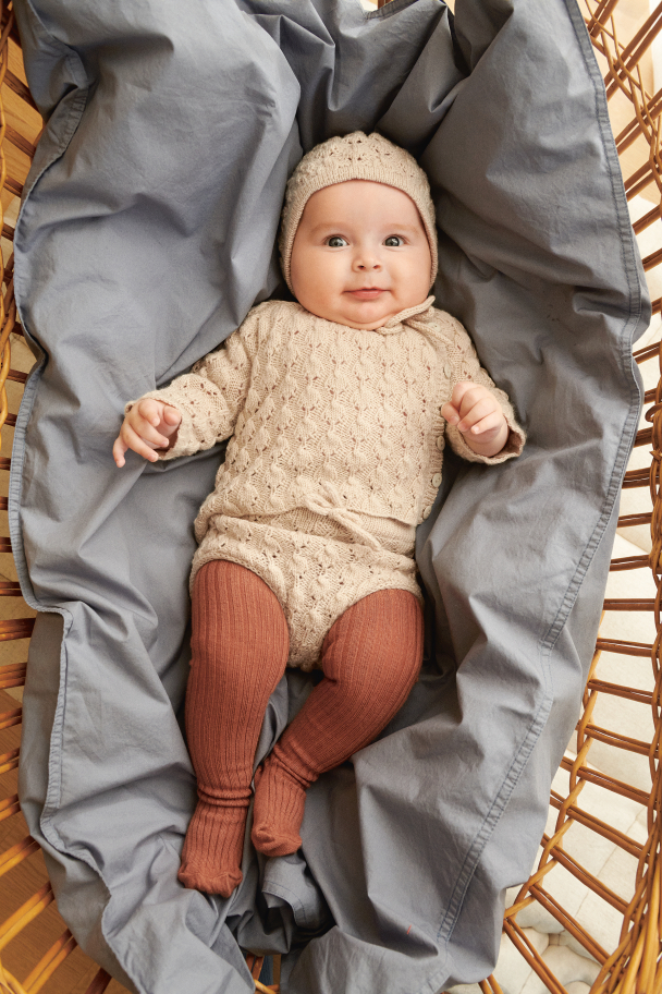 2413 - 2 - Lilja Cardigan, Diaper Pants, Tights & Bonnet Baby - Image 1