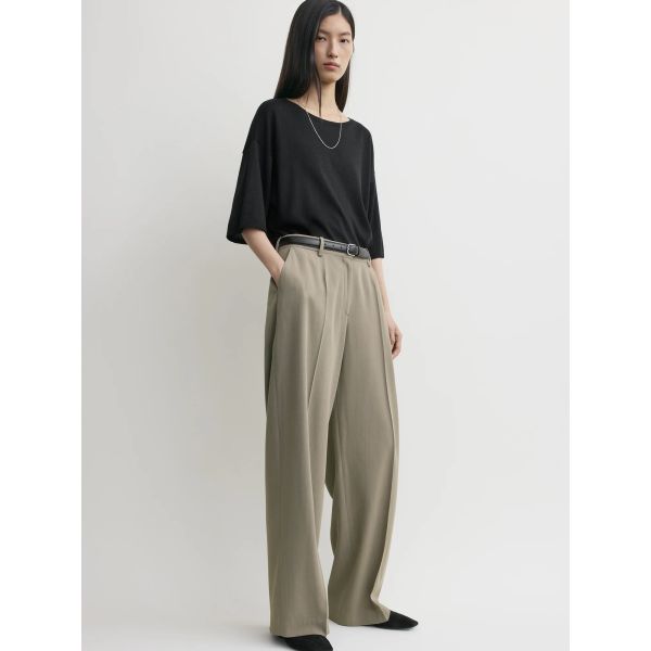 Wide Fluid Trousers Taupe