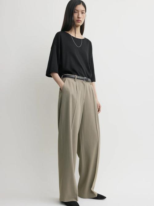 Wide Fluid Trousers Taupe