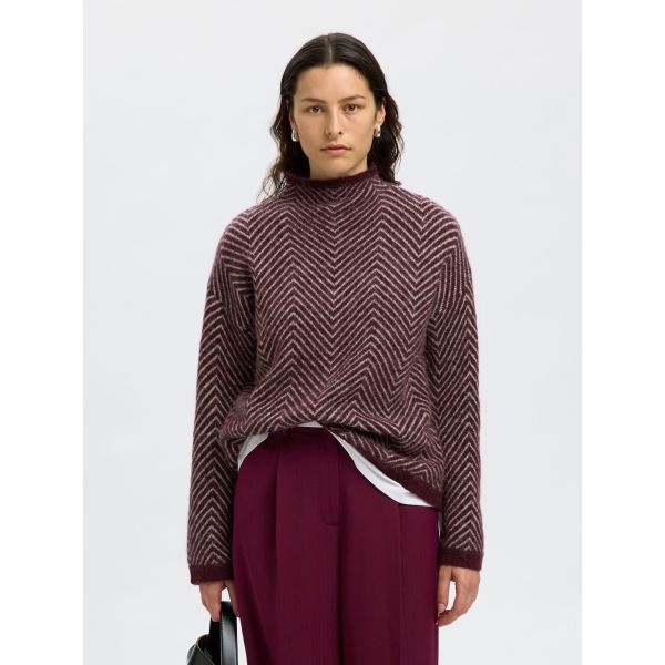Lulu Herringbone Knit - Fig/Birch