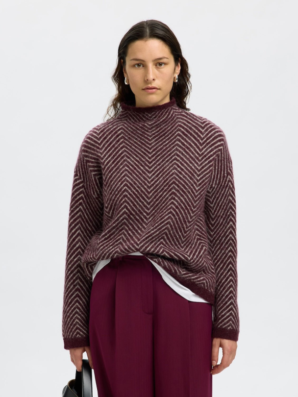 Lulu Herringbone Knit - Fig/Birch