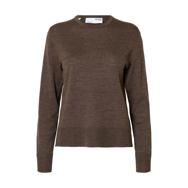 Thea Knit Wool O-Neck Brown