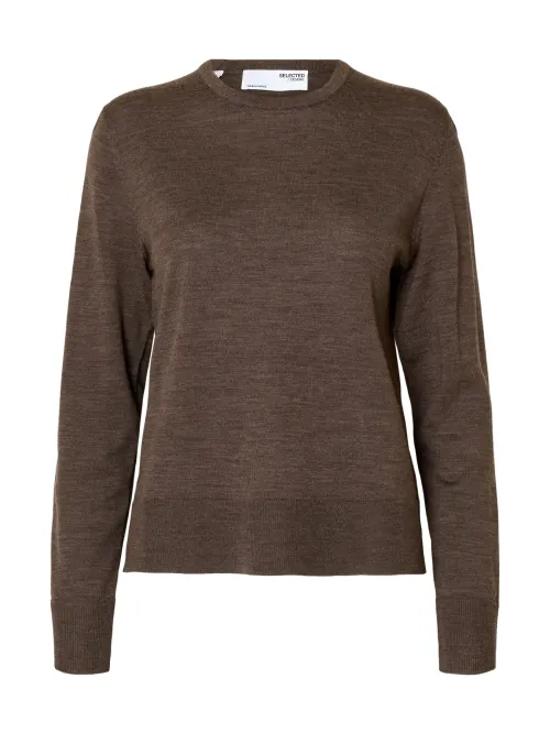 Thea Knit Wool O-Neck Brown