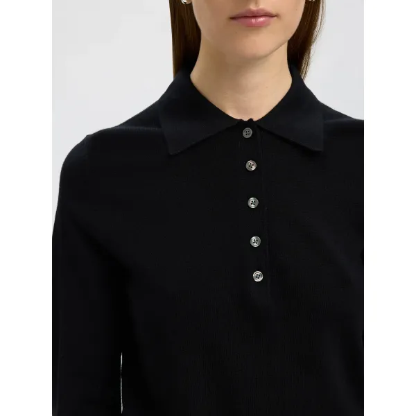 Thea Knit Wool Collar Neck Blk