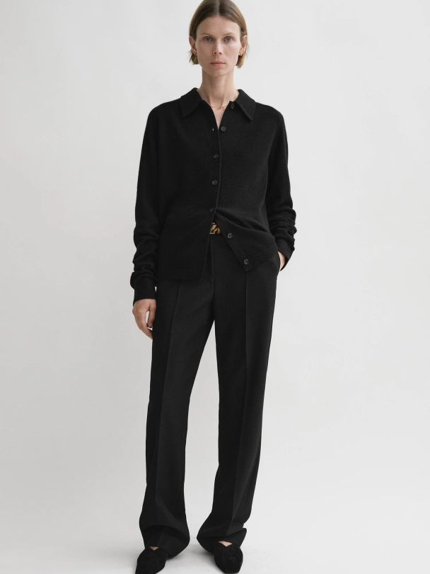 Raglan-Sleeve Cashmere Cardigan Black - Image 1