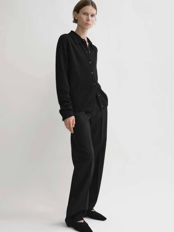 Raglan-Sleeve Cashmere Cardigan Black - Image 2