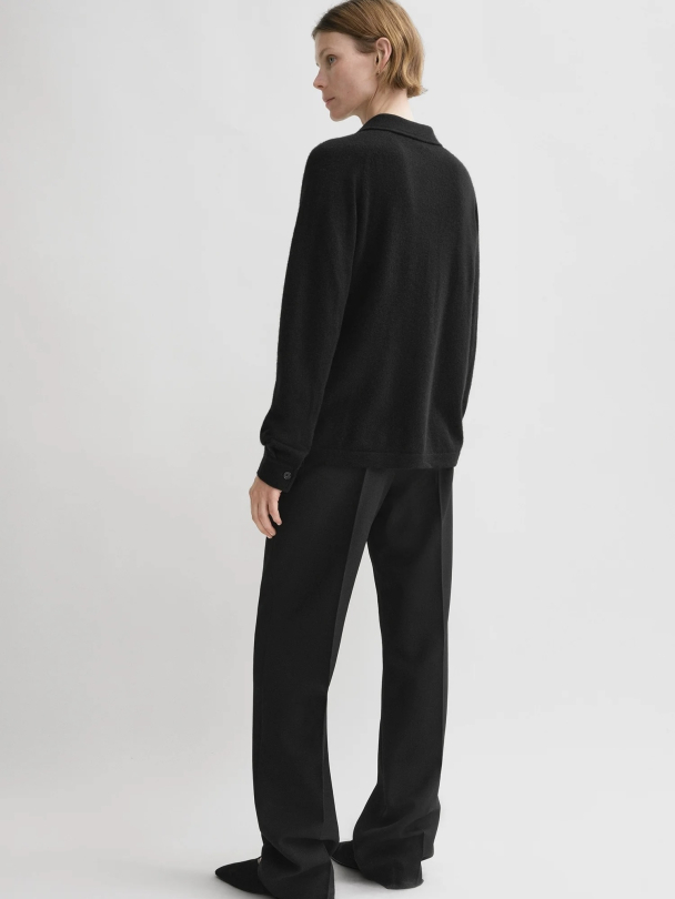 Raglan-Sleeve Cashmere Cardigan Black - Image 3