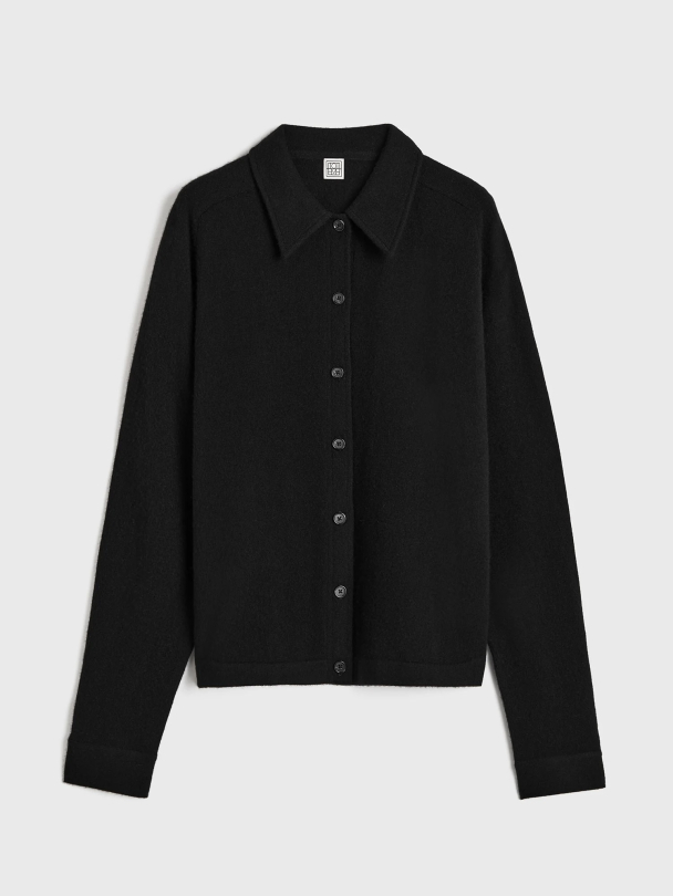 Raglan-Sleeve Cashmere Cardigan Black - Image 4