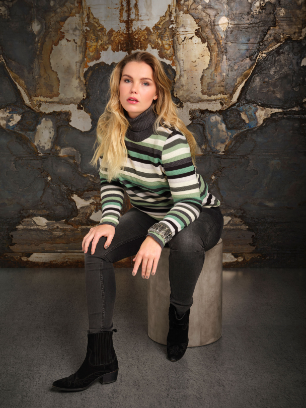 Genser Bomull Striper 4025 Blå - Image 1