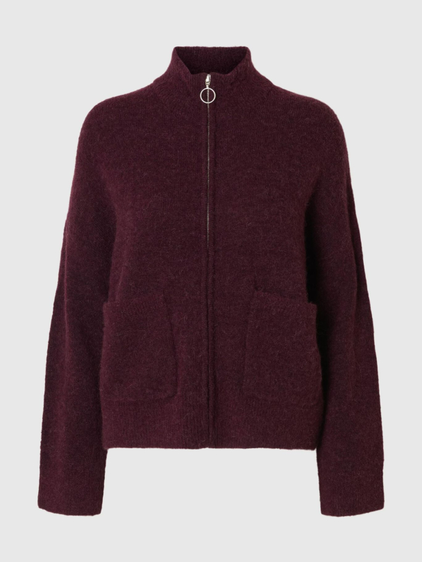 Sia Ras Zipper Cardigan - Fig  - Image 2