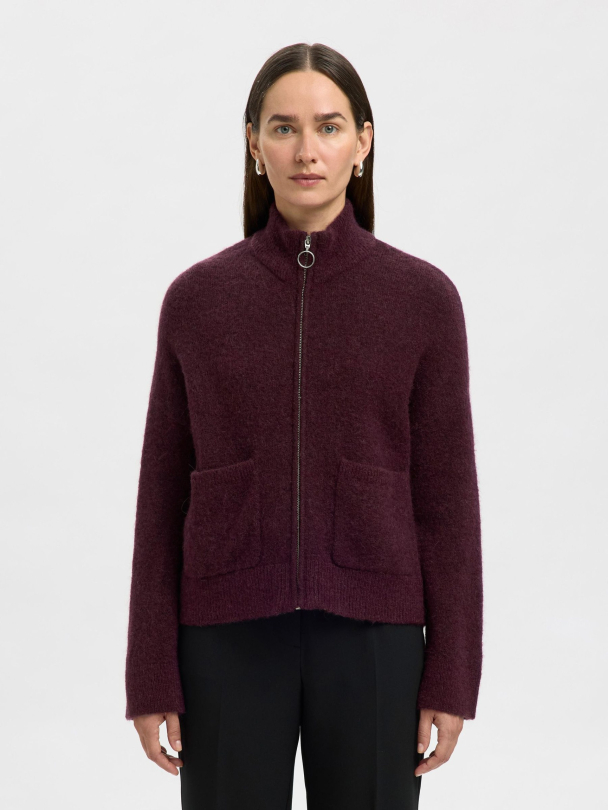 Sia Ras Zipper Cardigan - Fig  - Image 3