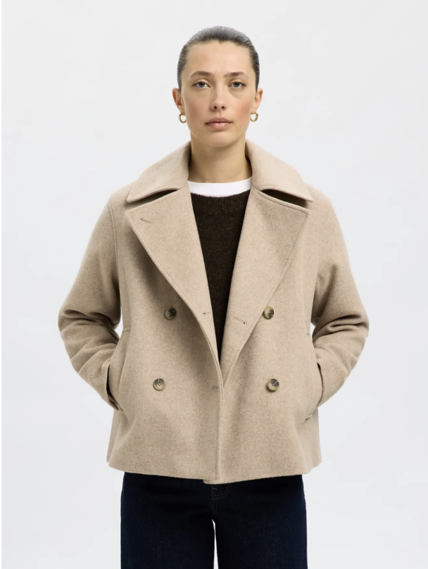 Alma Short Wool  Blend Jacket - Sandshell  - Image 1